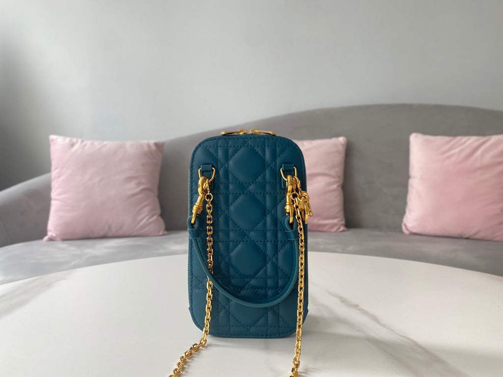 Dior S0872 Lady Dior Phone Holder Cannage Lambskin Blue