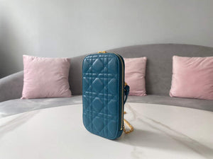 Dior S0872 Lady Dior Phone Holder Cannage Lambskin Blue - Default Title - View 4
