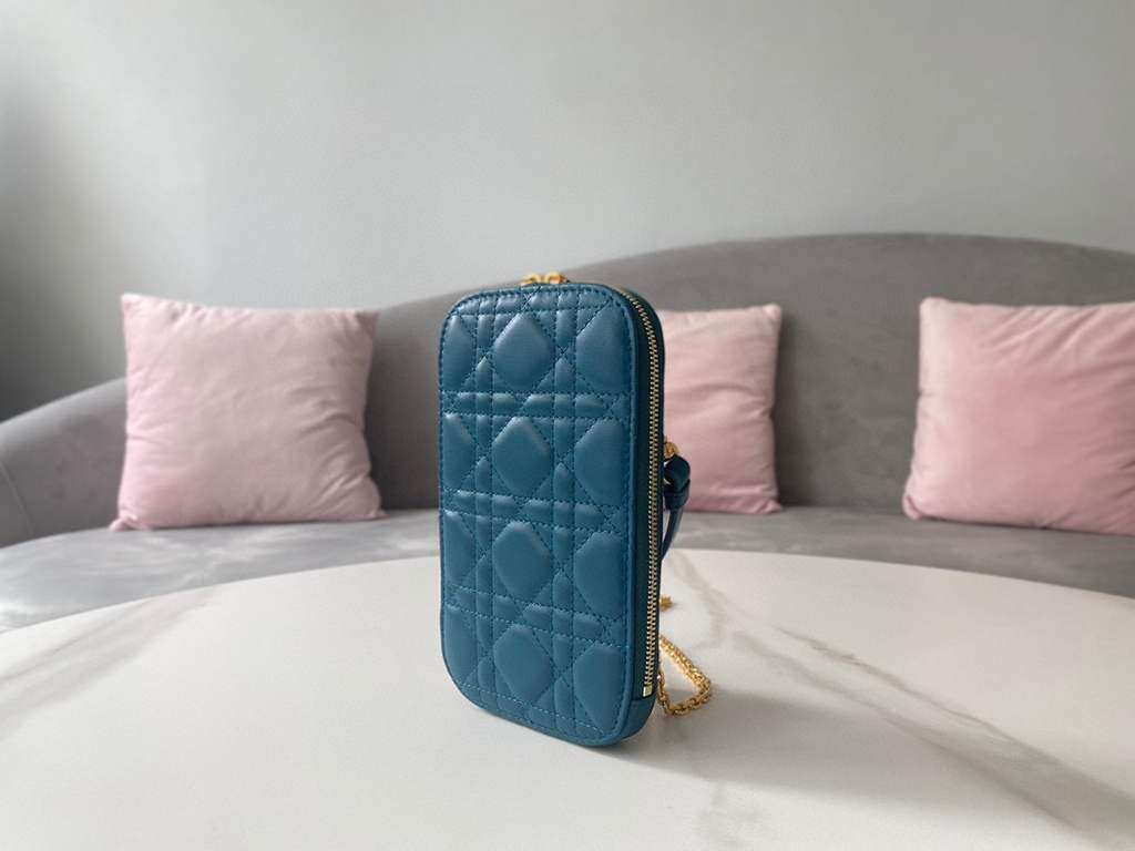 Dior S0872 Lady Dior Phone Holder Cannage Lambskin Blue