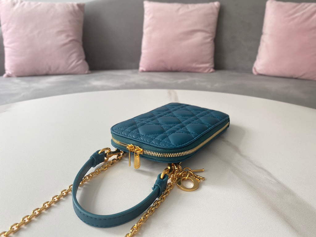 Dior S0872 Lady Dior Phone Holder Cannage Lambskin Blue