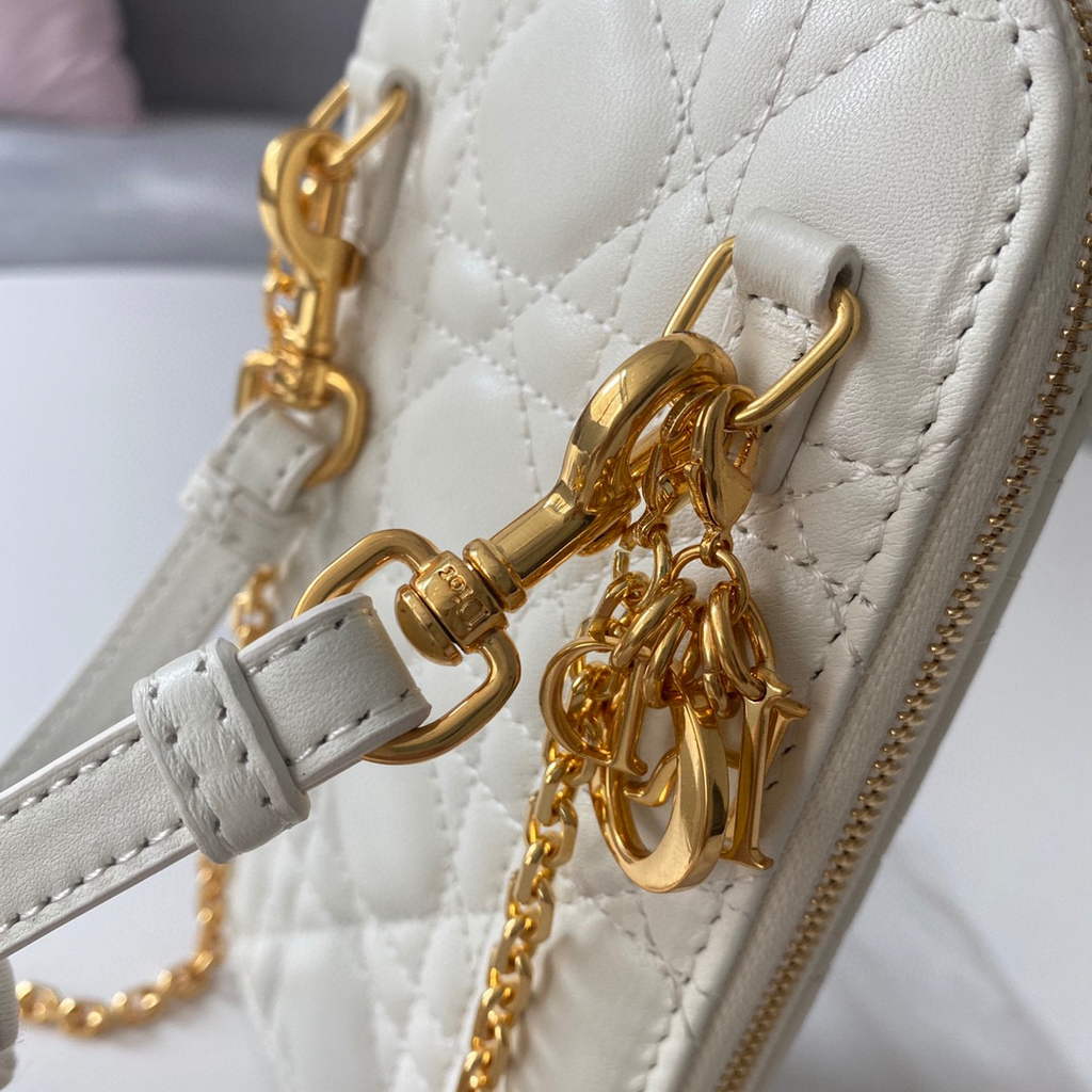 Dior S0872 Lady Dior Phone Holder Cannage Lambskin White