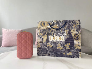 Dior S0872 Lady Dior Phone Holder Cannage Lambskin Pink - Default Title - View 1