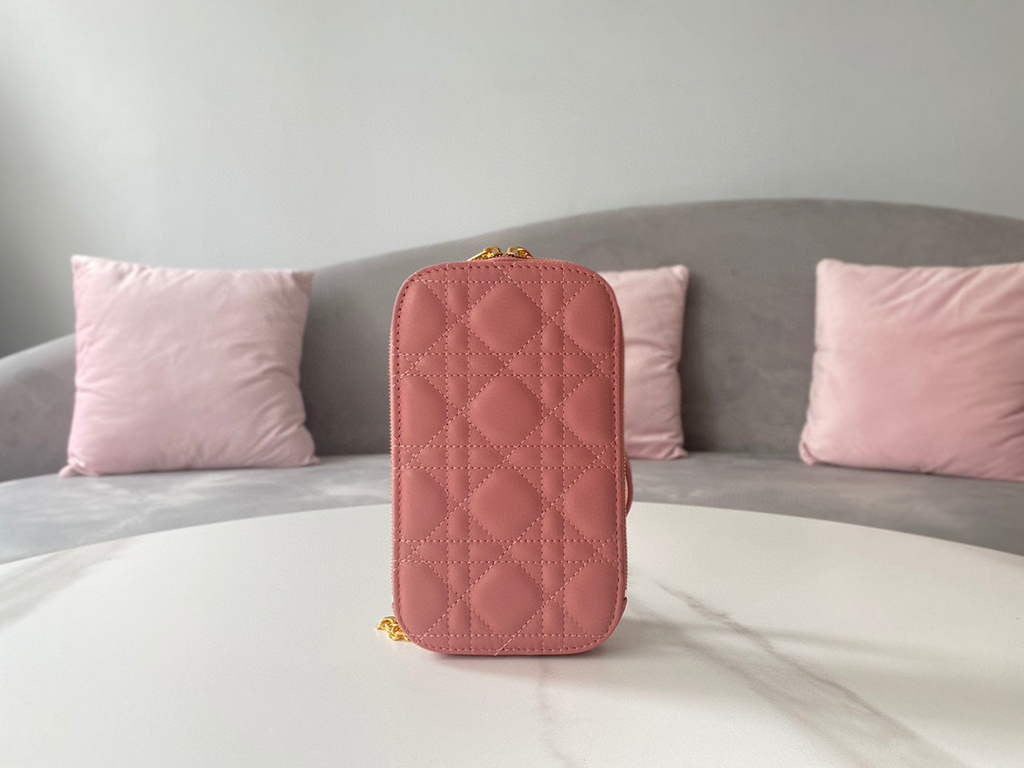 Dior S0872 Lady Dior Phone Holder Cannage Lambskin Pink