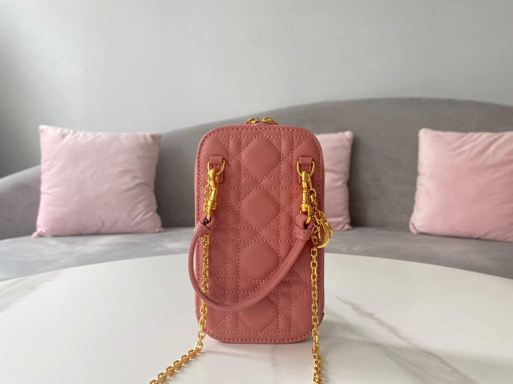 Dior S0872 Lady Dior Phone Holder Cannage Lambskin Pink