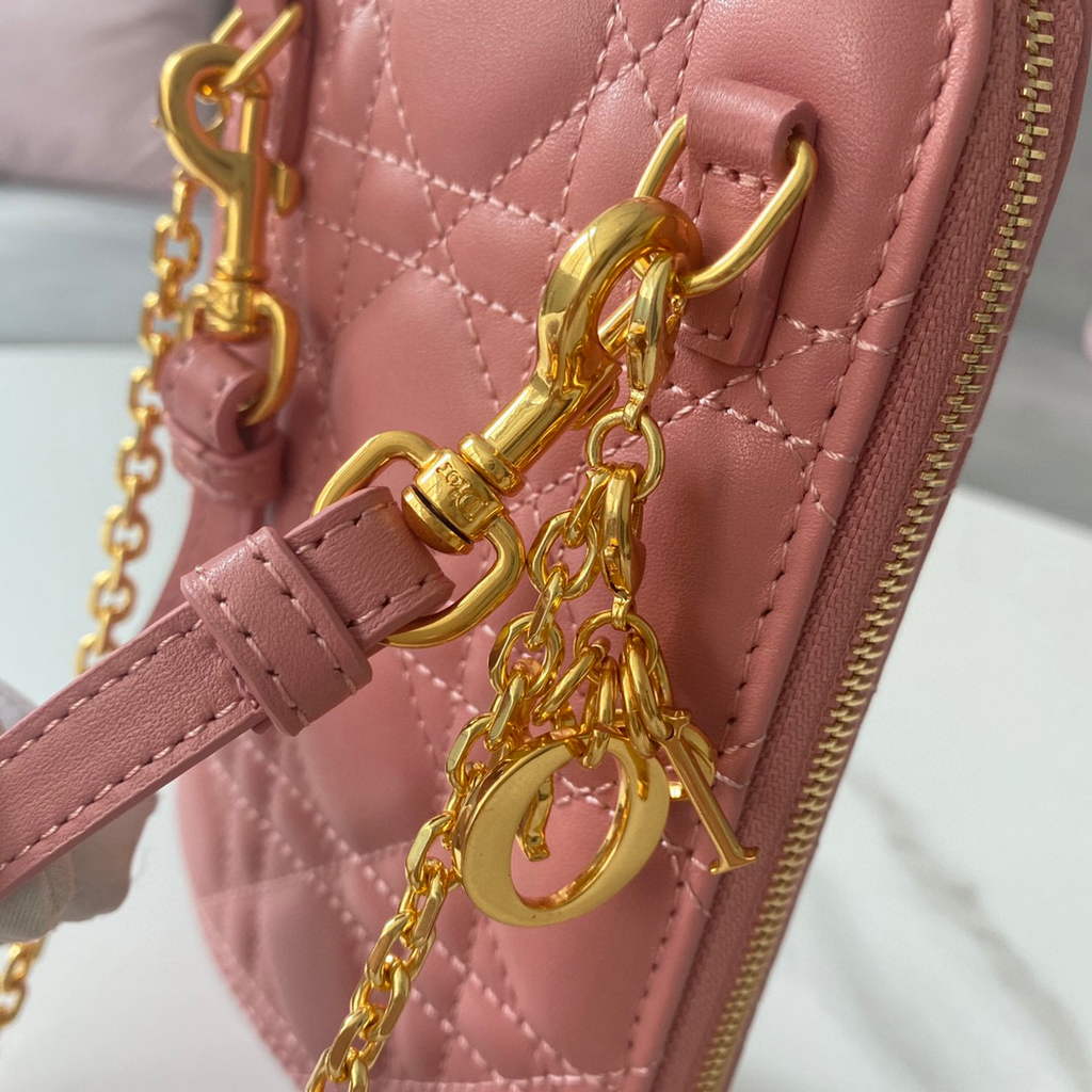 Dior S0872 Lady Dior Phone Holder Cannage Lambskin Pink