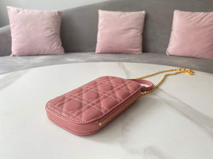 Dior S0872 Lady Dior Phone Holder Cannage Lambskin Pink - Default Title - View 7