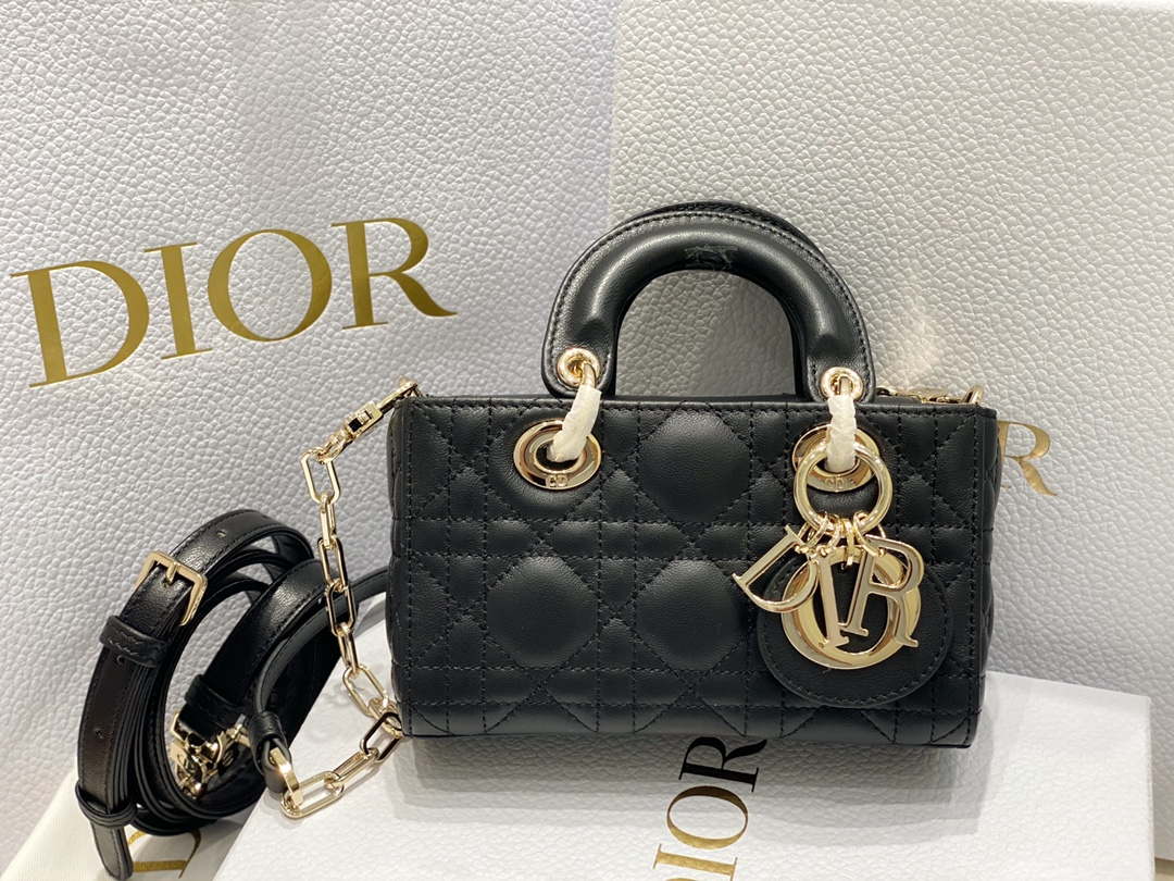 Dior S0910 Micro Lady D-joy Bag Black Cannage Lambskin - Default Title - View 1