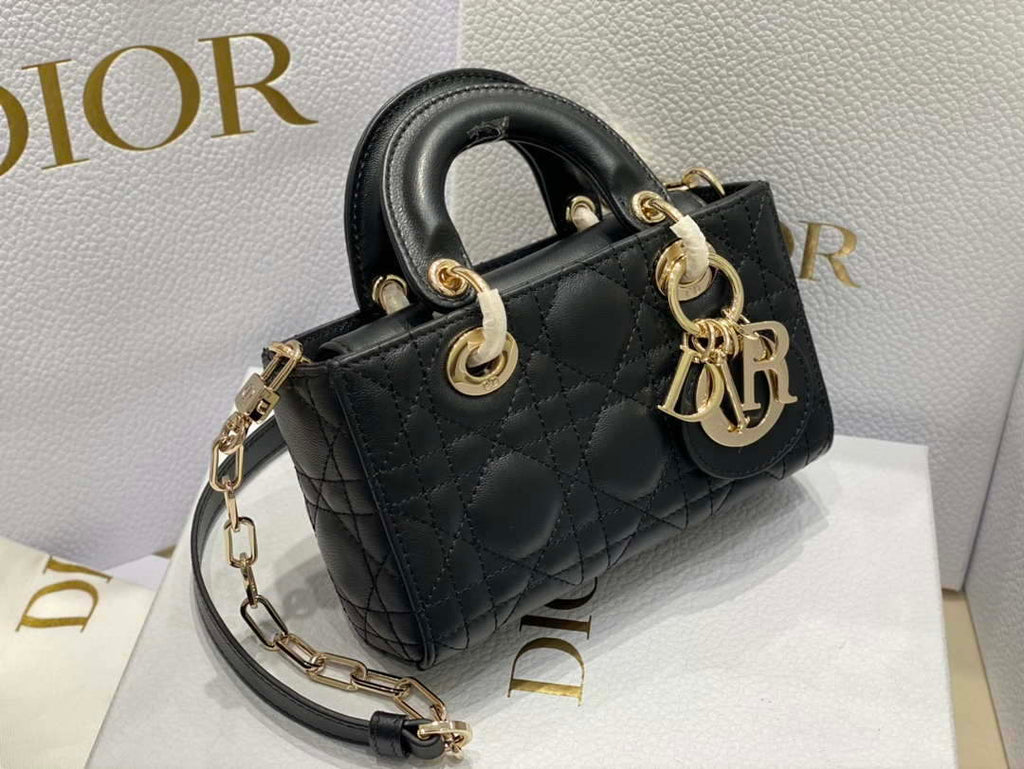 Dior S0910 Micro Lady D-joy Bag Black Cannage Lambskin
