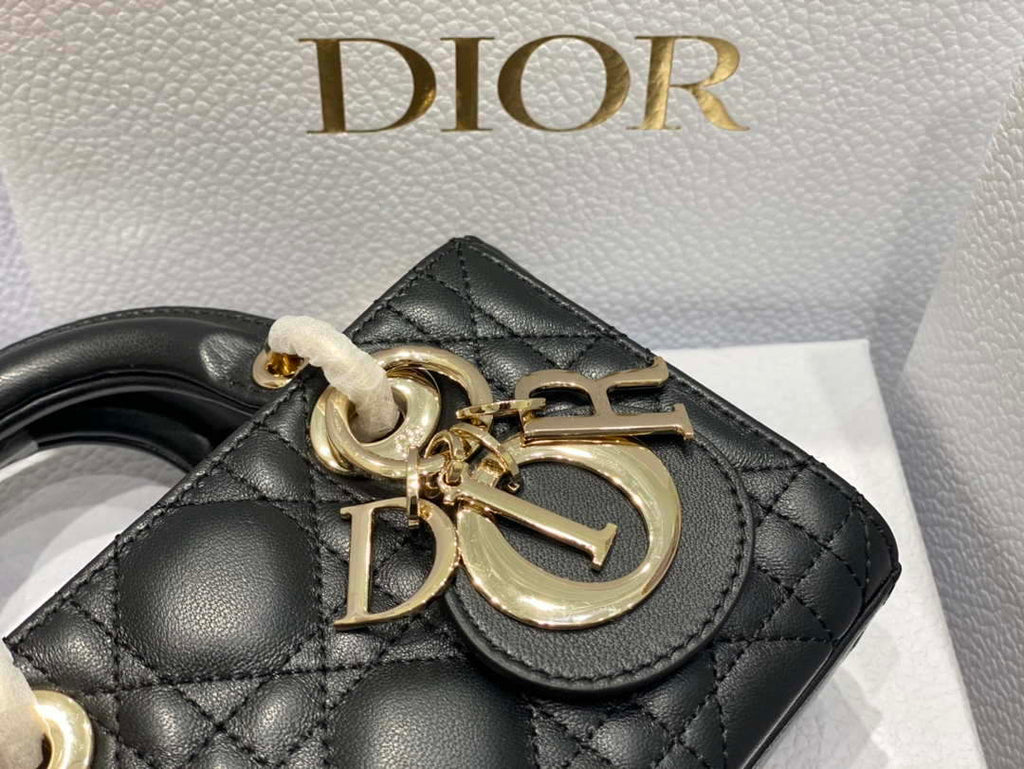 Dior S0910 Micro Lady D-joy Bag Black Cannage Lambskin