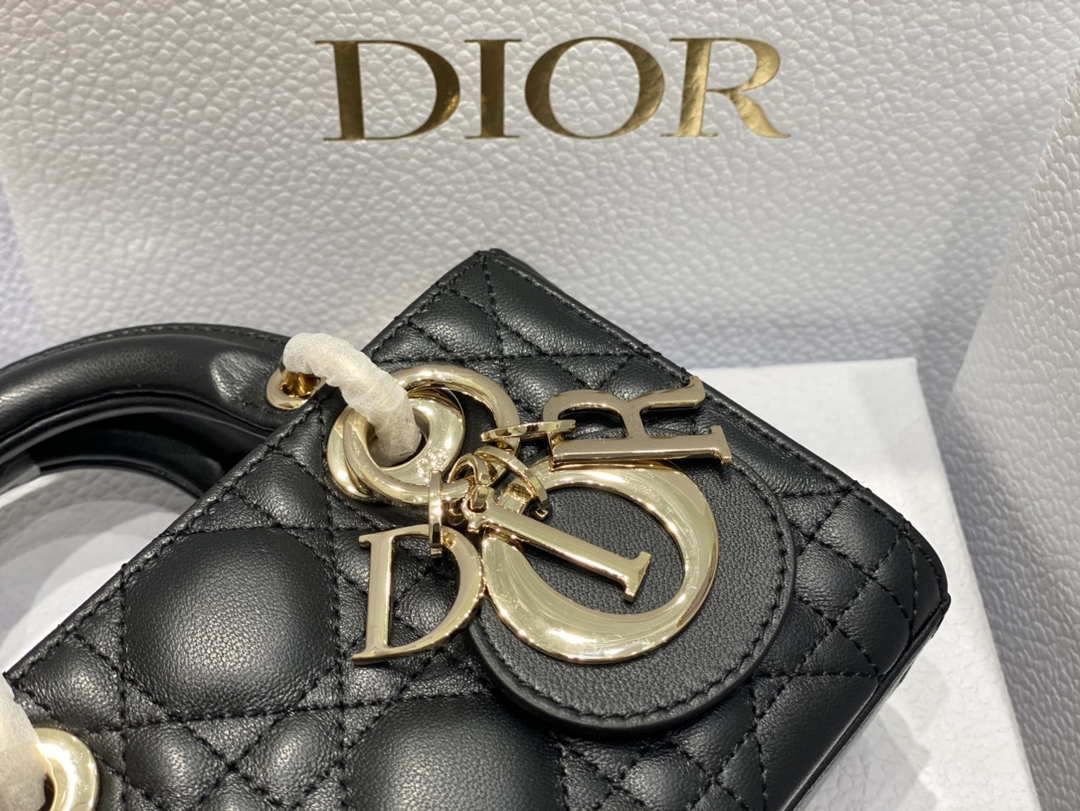 Dior S0910 Micro Lady D-joy Bag Black Cannage Lambskin