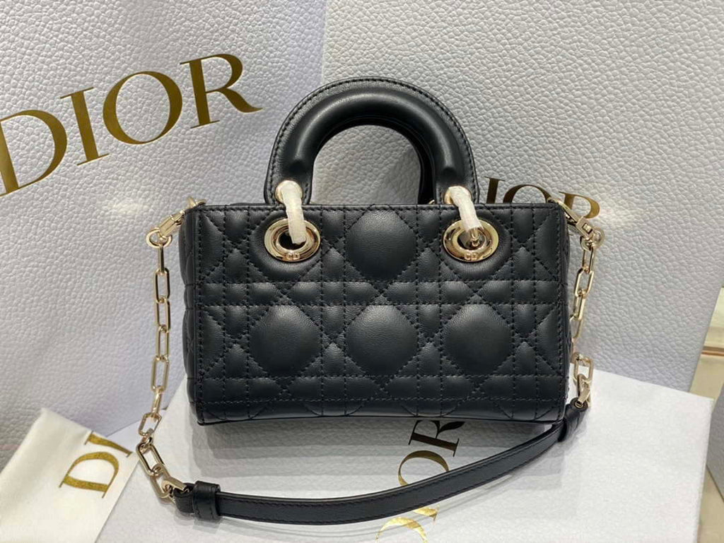 Dior S0910 Micro Lady D-joy Bag Black Cannage Lambskin