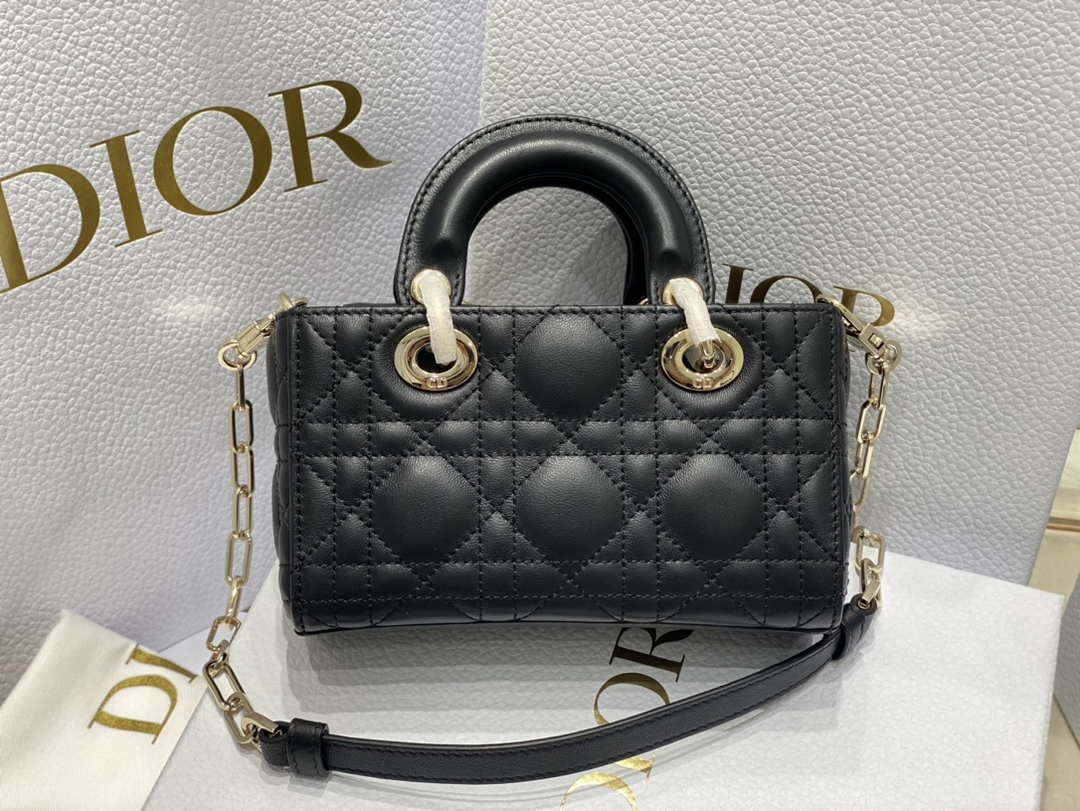 Dior S0910 Micro Lady D-joy Bag Black Cannage Lambskin
