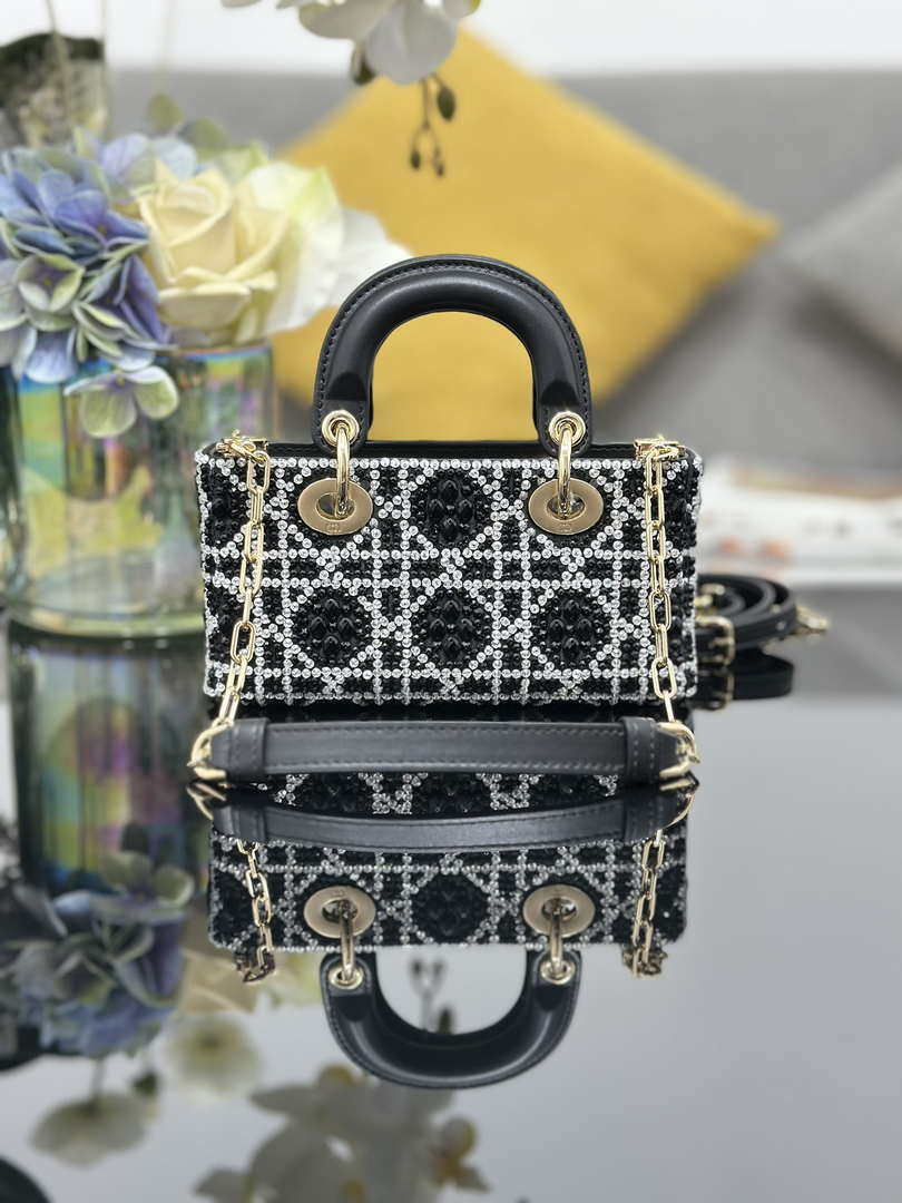 Dior S0910 Micro Lady D-joy Bag Embroidery crystal black