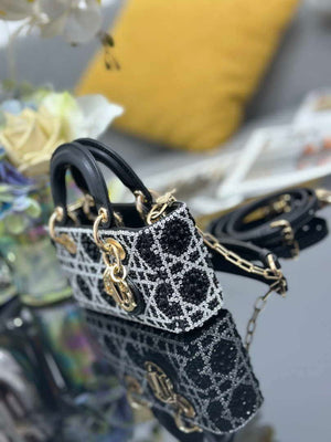 Dior S0910 Micro Lady D-joy Bag Embroidery crystal black - Default Title - View 3
