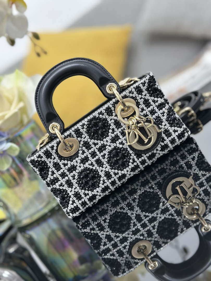 Dior S0910 Micro Lady D-joy Bag Embroidery crystal black