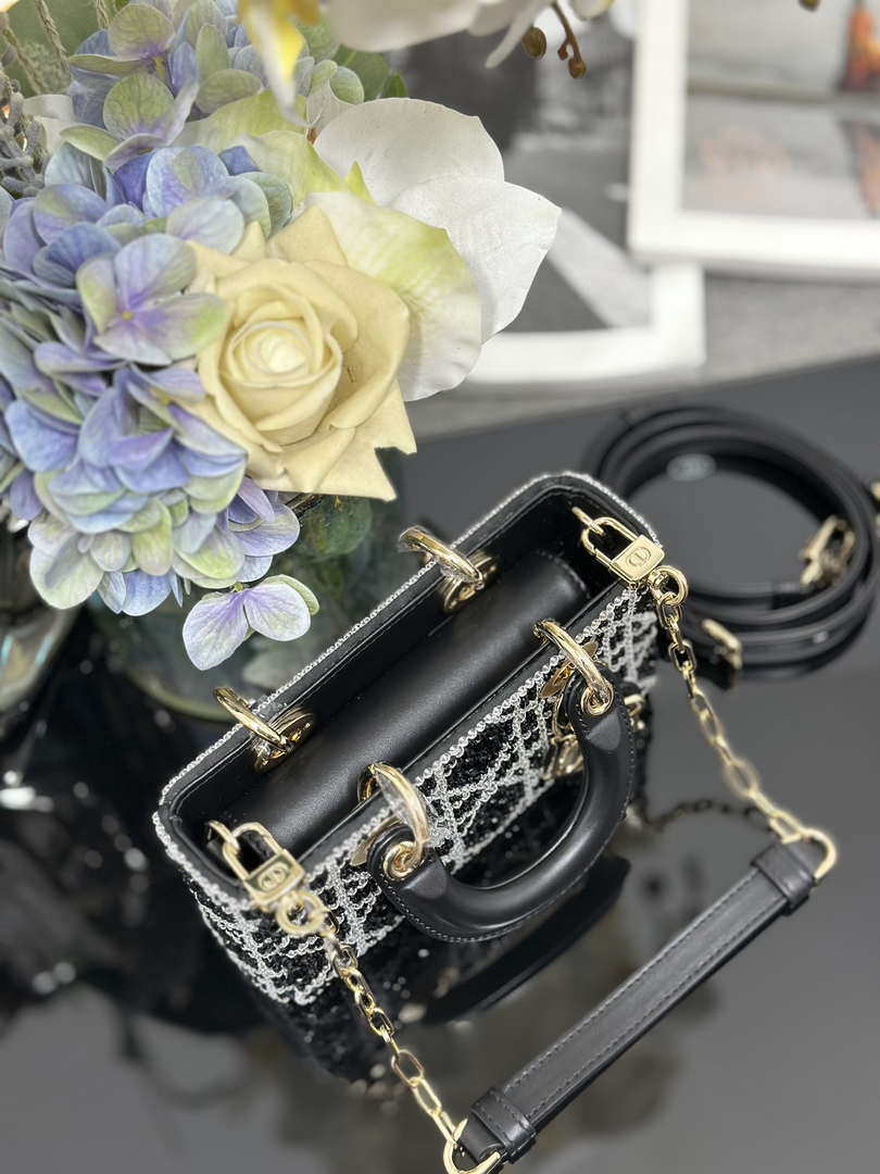 Dior S0910 Micro Lady D-joy Bag Embroidery crystal black