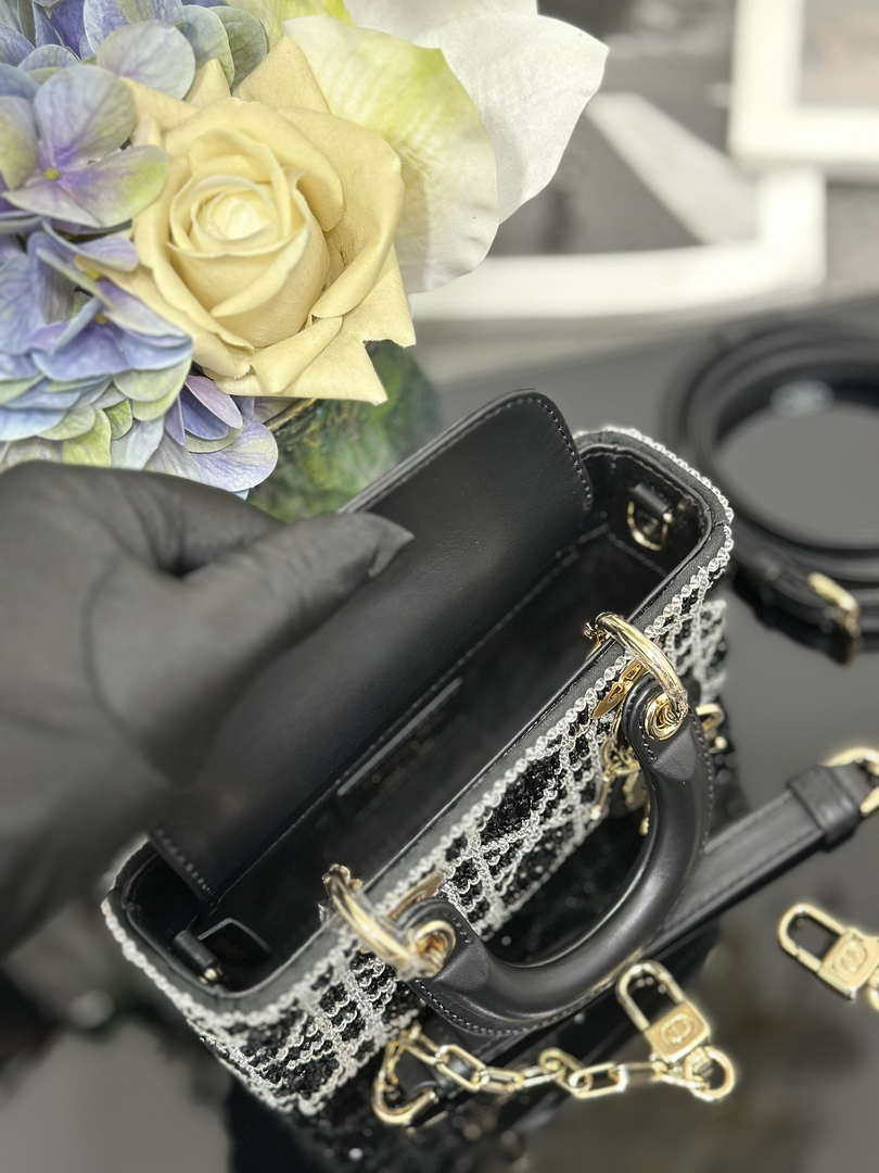 Dior S0910 Micro Lady D-joy Bag Embroidery crystal black