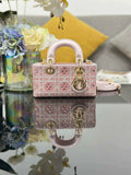 Dior S0910 Micro Lady D-joy Bag Embroidery crystal Pink