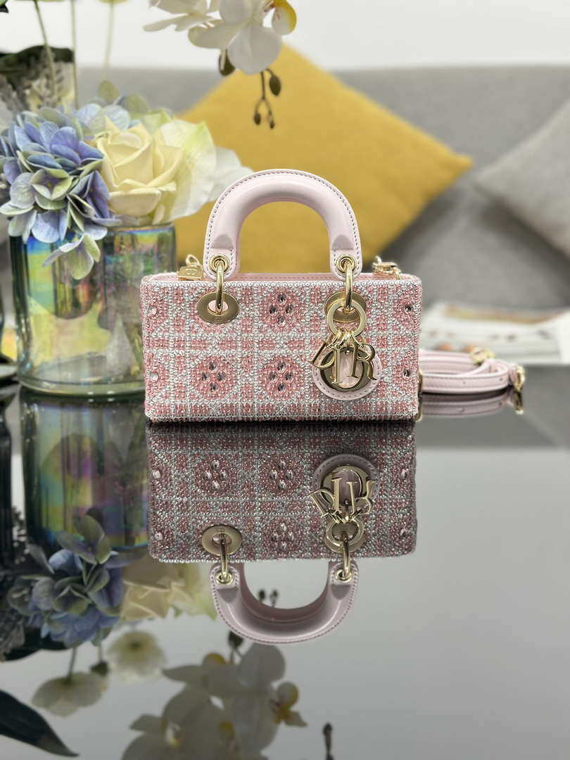 Dior S0910 Micro Lady D-joy Bag Embroidery crystal Pink