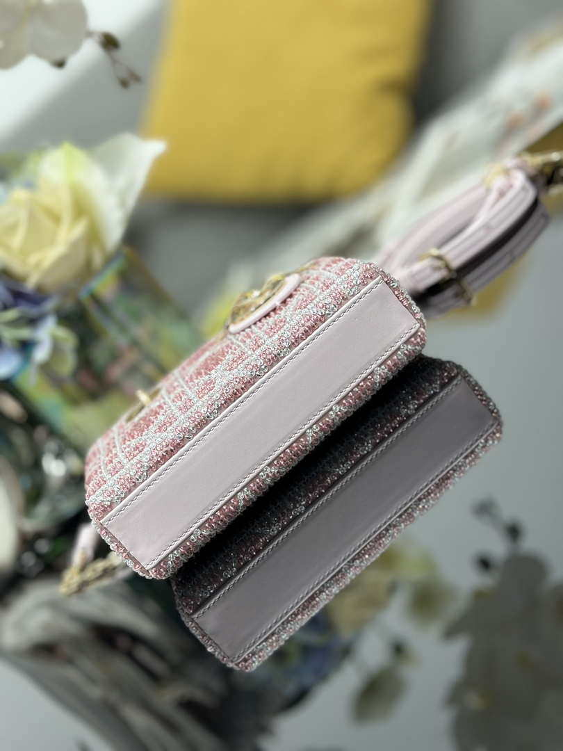 Dior S0910 Micro Lady D-joy Bag Embroidery crystal Pink