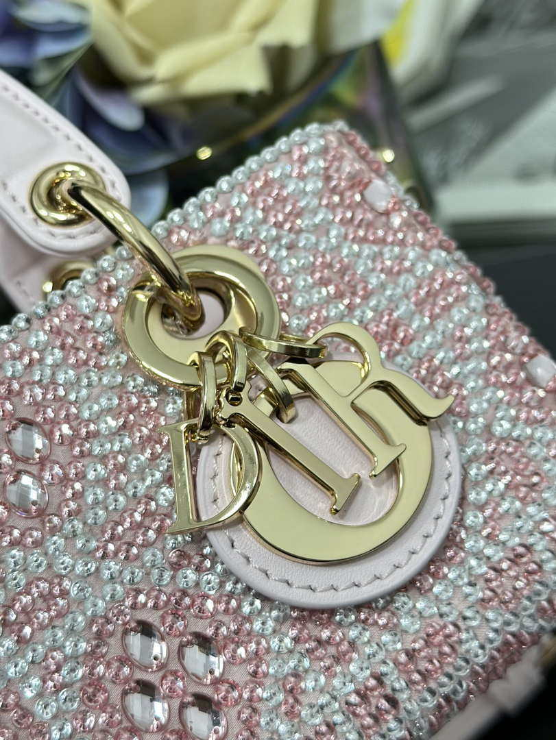 Dior S0910 Micro Lady D-joy Bag Embroidery crystal Pink