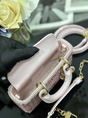 Dior S0910 Micro Lady D-joy Bag Embroidery crystal Pink - Default Title - View 8