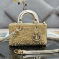 Dior S0910 Micro Lady D-joy Bag Gold-Tone Satin with Gradient Bead Embroidery - Default Title - View 1
