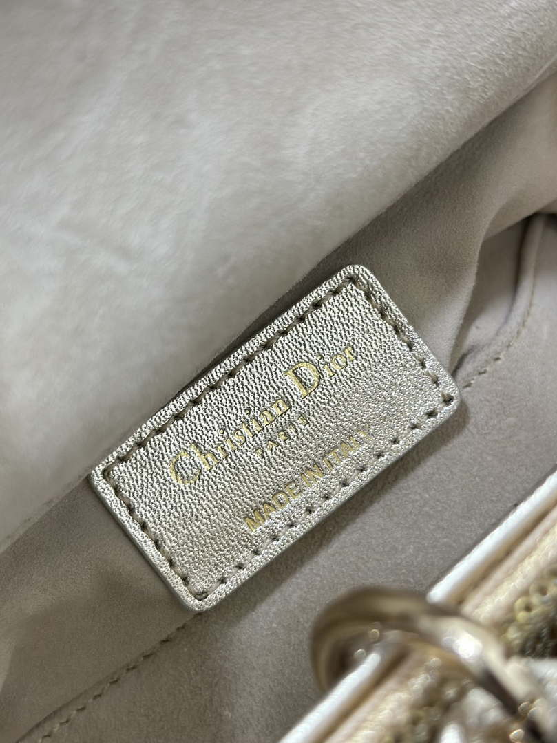Dior S0910 Micro Lady D-joy Bag Gold-Tone Satin with Gradient Bead Embroidery