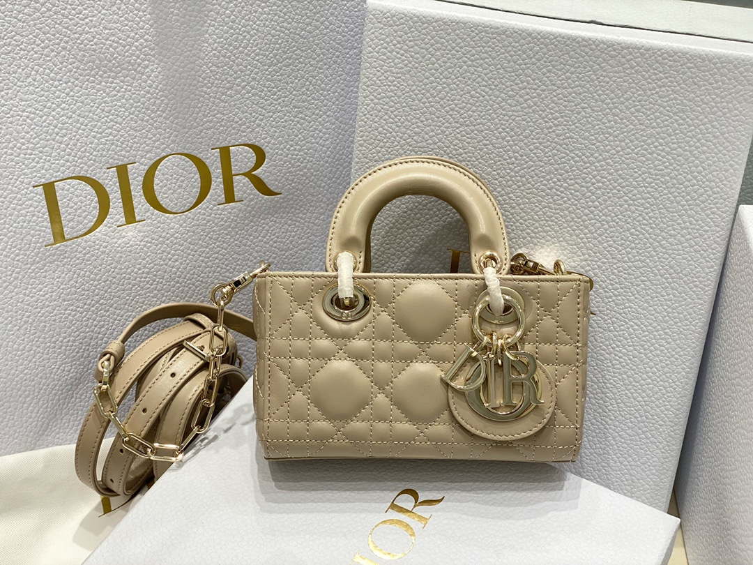 Dior S0910 Micro Lady D-joy Bag Sand Colored Cannage Lambskin - Default Title - View 1
