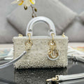 Dior S0910 Micro Lady D-joy Bag Silver-Tone Satin with Gradient Bead Embroidery - Default Title - View 1