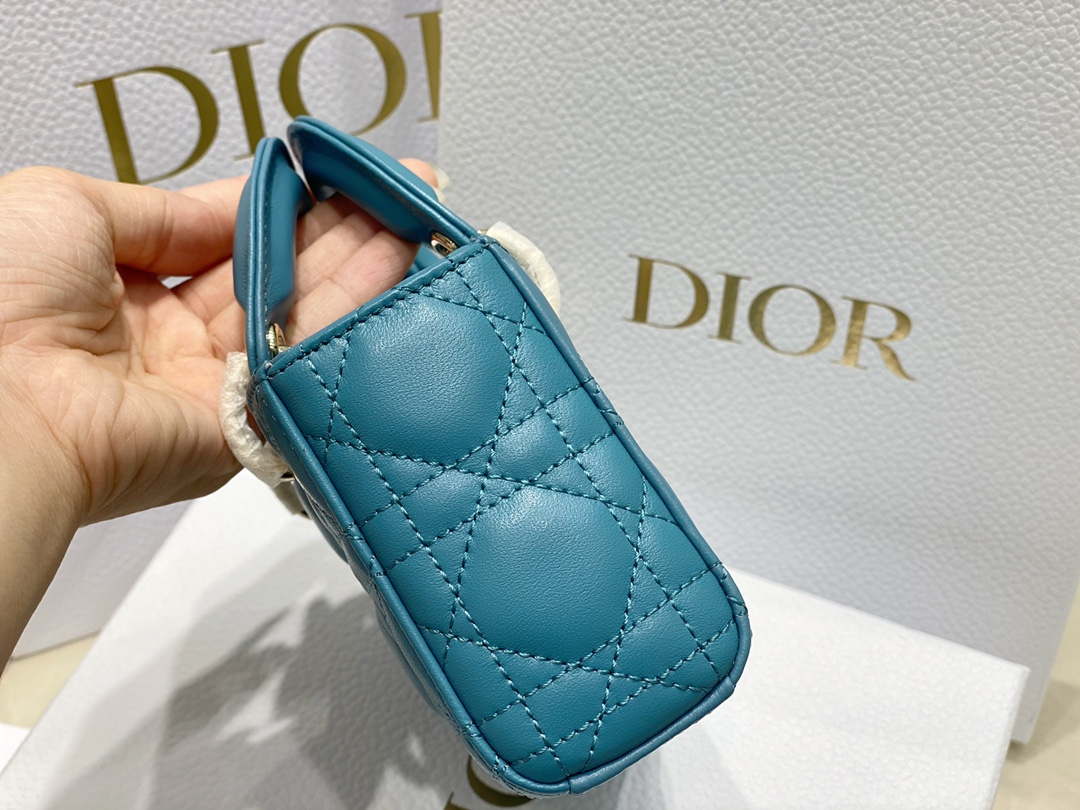 Dior S0910 Micro Lady D-joy Bag Blue Cannage Lambskin