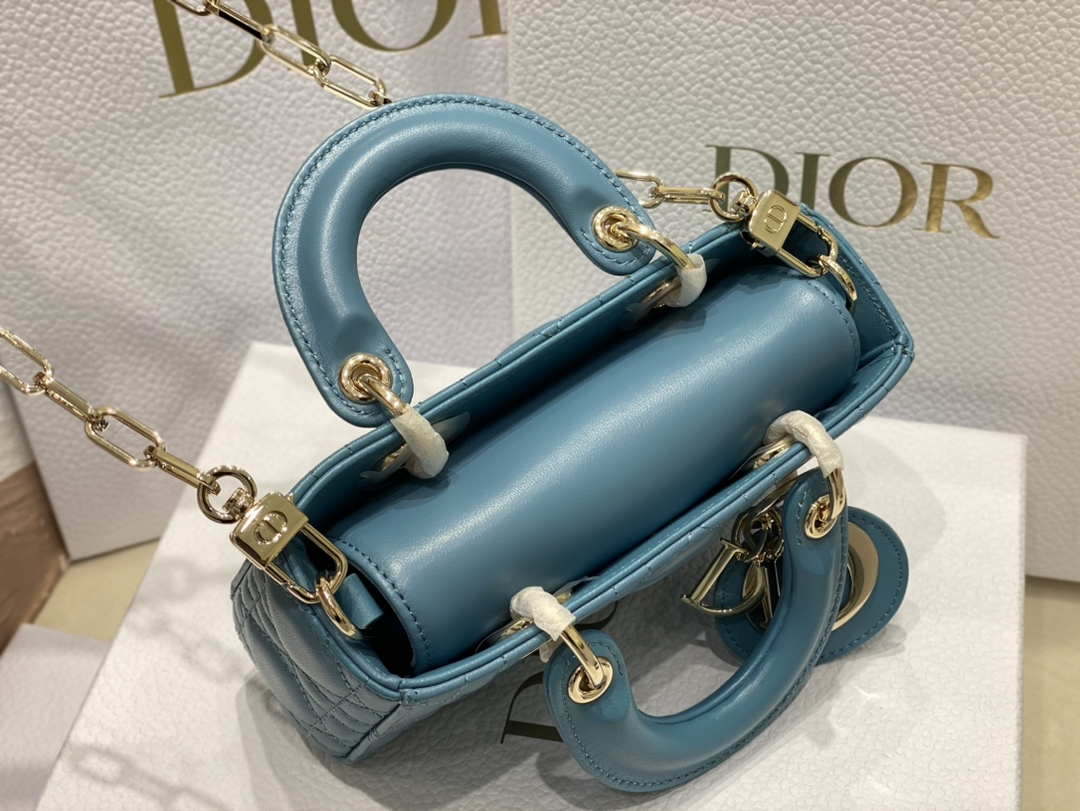 Dior S0910 Micro Lady D-joy Bag Blue Cannage Lambskin - Default Title - View 6