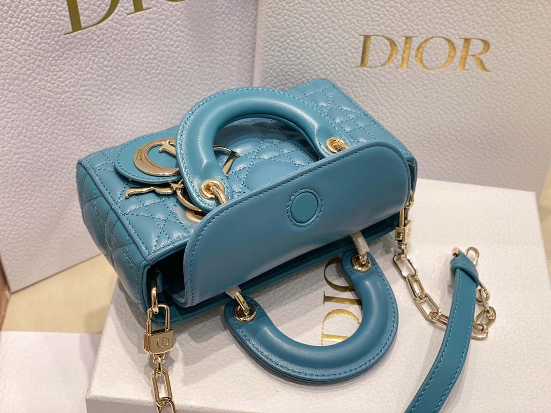 Dior S0910 Micro Lady D-joy Bag Blue Cannage Lambskin - Default Title - View 7