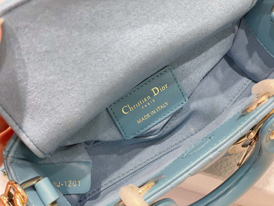 Dior S0910 Micro Lady D-joy Bag Blue Cannage Lambskin