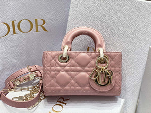 Dior S0910 Small Lady D-joy Bag Pink Cannage Lambskin - Default Title - View 1