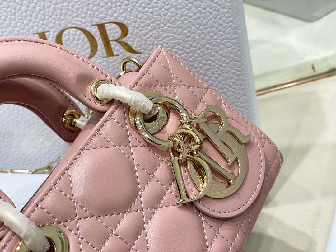 Dior S0910 Small Lady D-joy Bag Pink Cannage Lambskin - Default Title - View 4