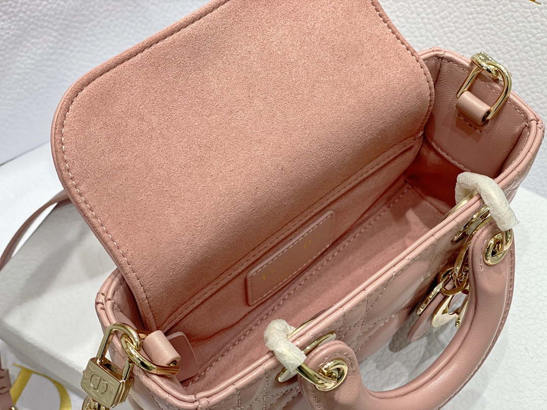 Dior S0910 Small Lady D-joy Bag Pink Cannage Lambskin - Default Title - View 8
