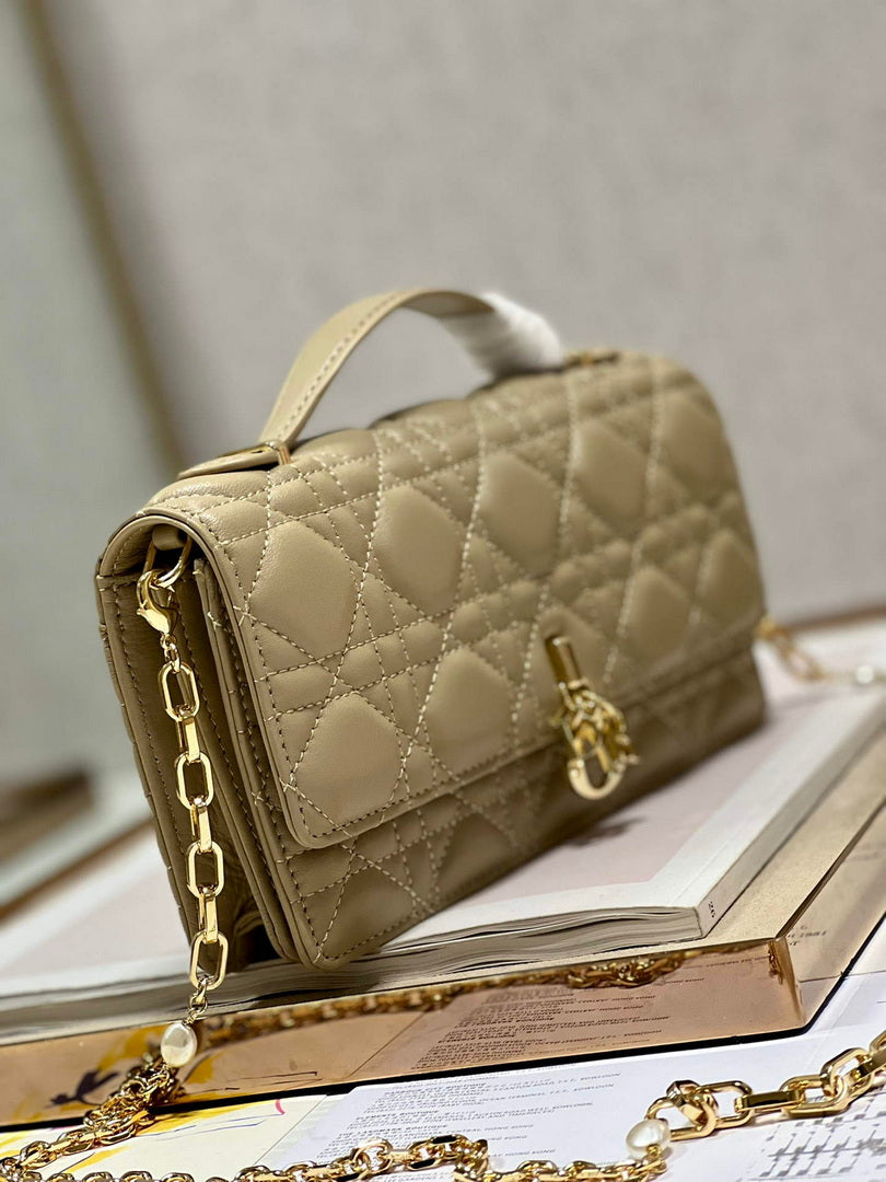 Dior S0980 Mini Miss Dior Bag Latte Cannage Lambskin Apricot