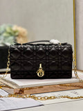 Dior S0980 Mini Miss Dior Bag Latte Cannage Lambskin Black