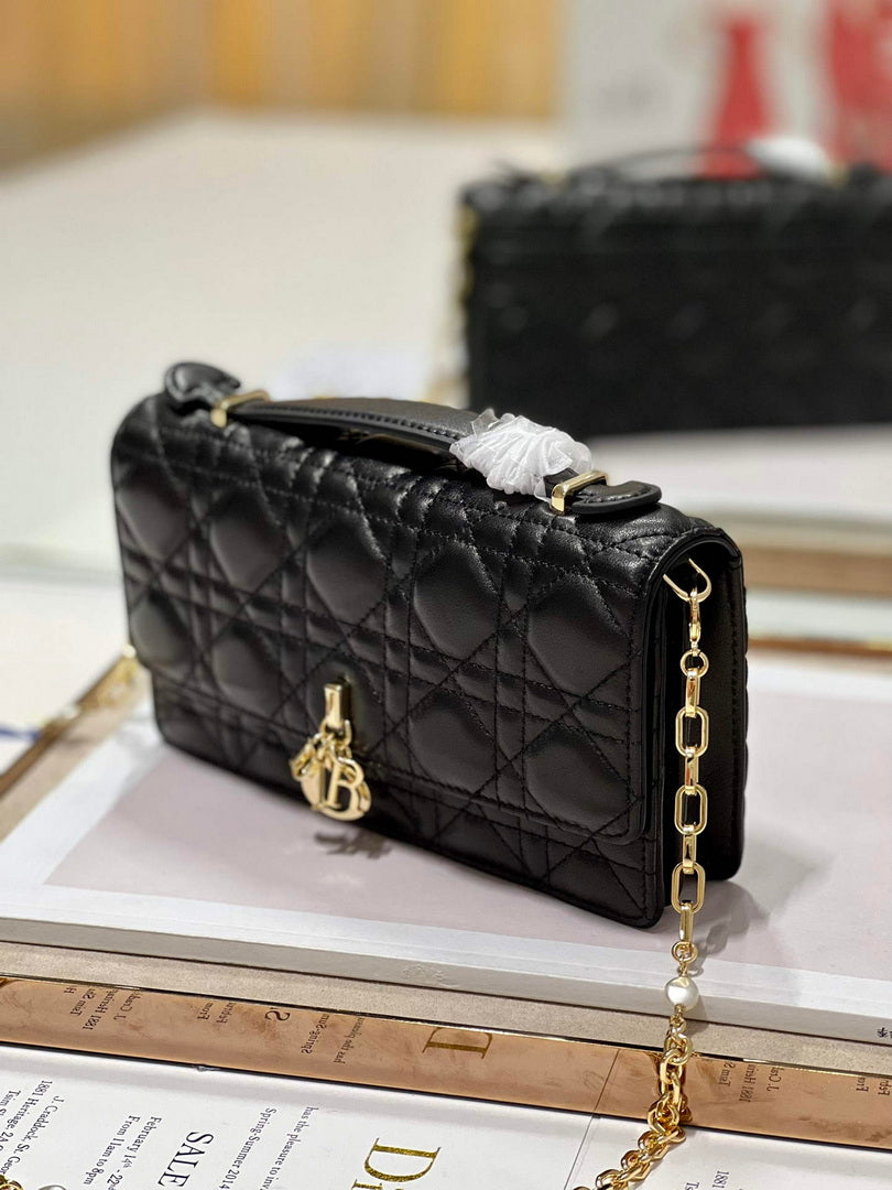 Dior S0980 Mini Miss Dior Bag Latte Cannage Lambskin Black - Default Title - View 3