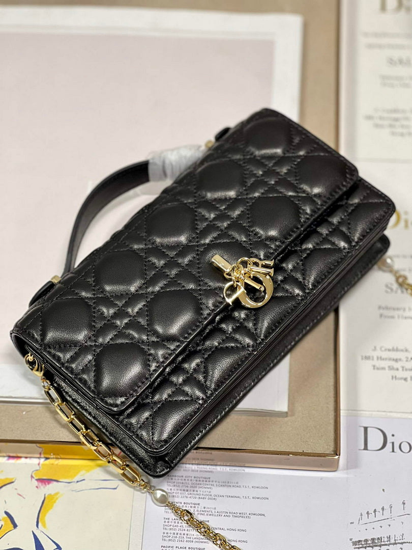 Dior S0980 Mini Miss Dior Bag Latte Cannage Lambskin Black - Default Title - View 7