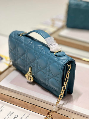 Dior S0980 Mini Miss Dior Bag Latte Cannage Lambskin Blue - Default Title - View 4