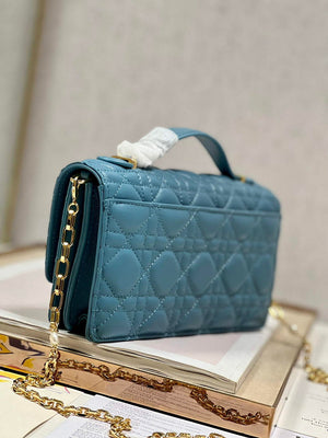 Dior S0980 Mini Miss Dior Bag Latte Cannage Lambskin Blue - Default Title - View 6