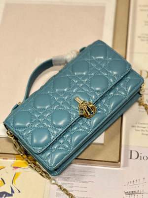Dior S0980 Mini Miss Dior Bag Latte Cannage Lambskin Blue - Default Title - View 7
