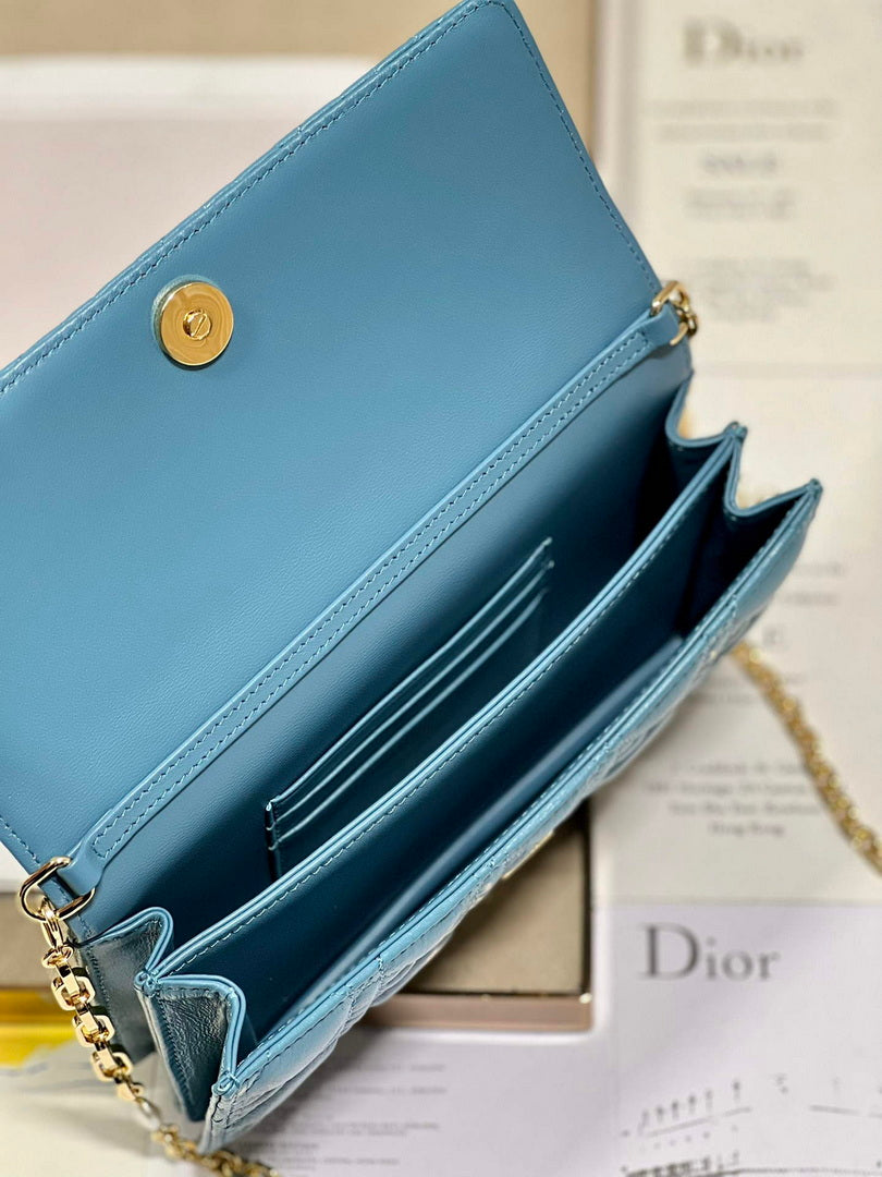Dior S0980 Mini Miss Dior Bag Latte Cannage Lambskin Blue - Default Title - View 8