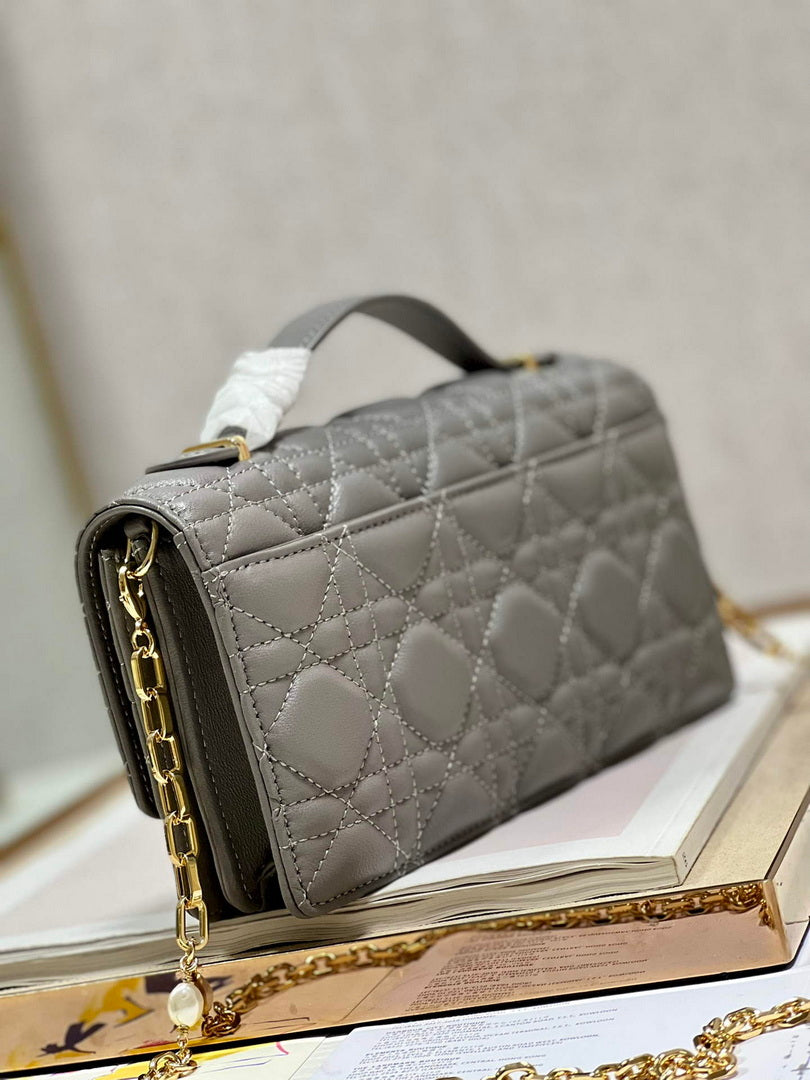 Dior S0980 Mini Miss Dior Bag Latte Cannage Lambskin Dark gray