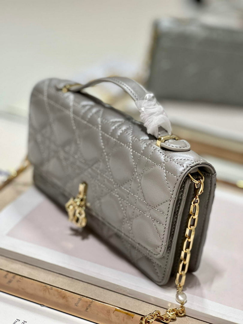 Dior S0980 Mini Miss Dior Bag Latte Cannage Lambskin Gray - Default Title - View 4