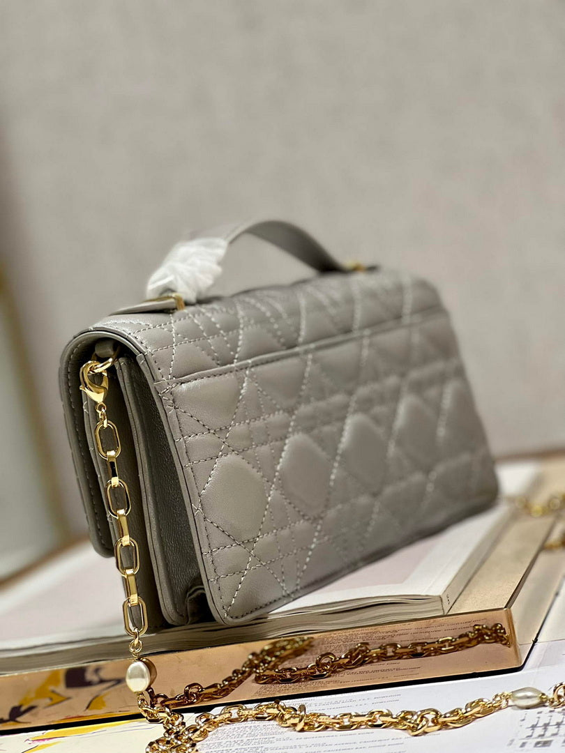 Dior S0980 Mini Miss Dior Bag Latte Cannage Lambskin Gray - Default Title - View 6