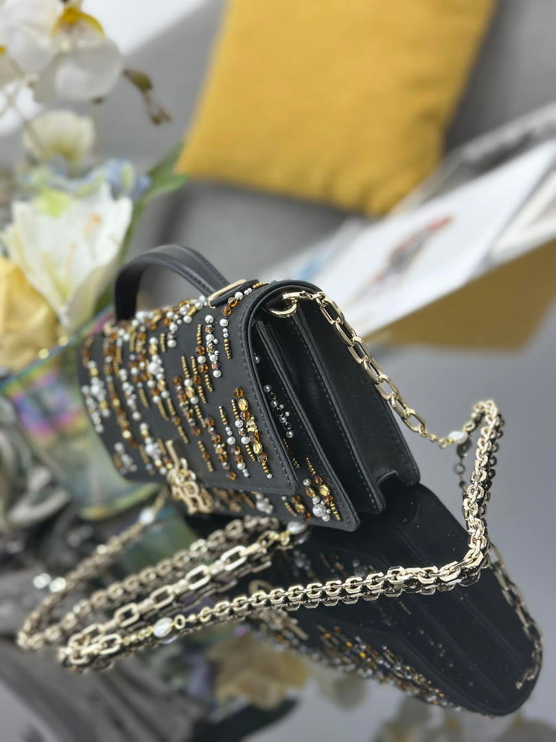 Dior S0980 Mini Miss Dior Bag Latte M0997 Embroidery with shimmering beads