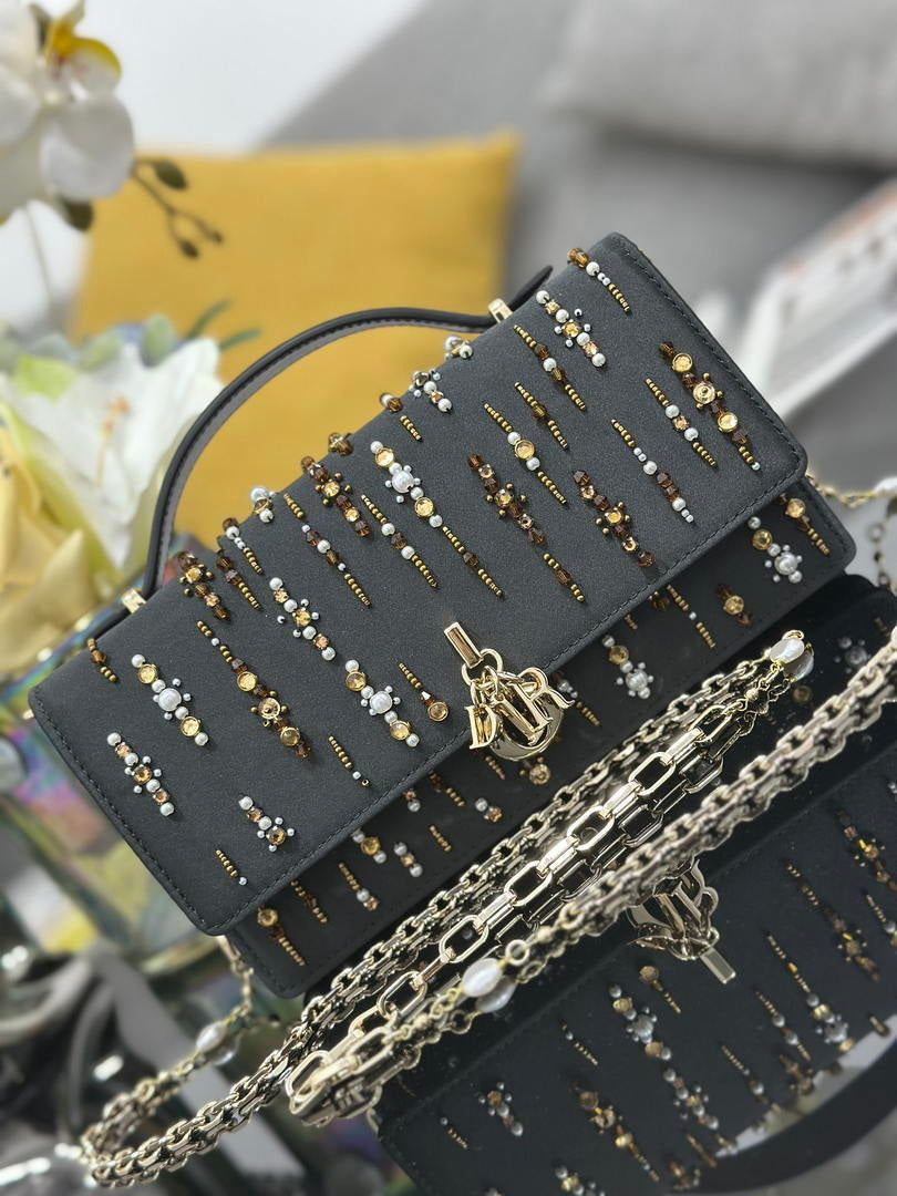 Dior S0980 Mini Miss Dior Bag Latte M0997 Embroidery with shimmering beads
